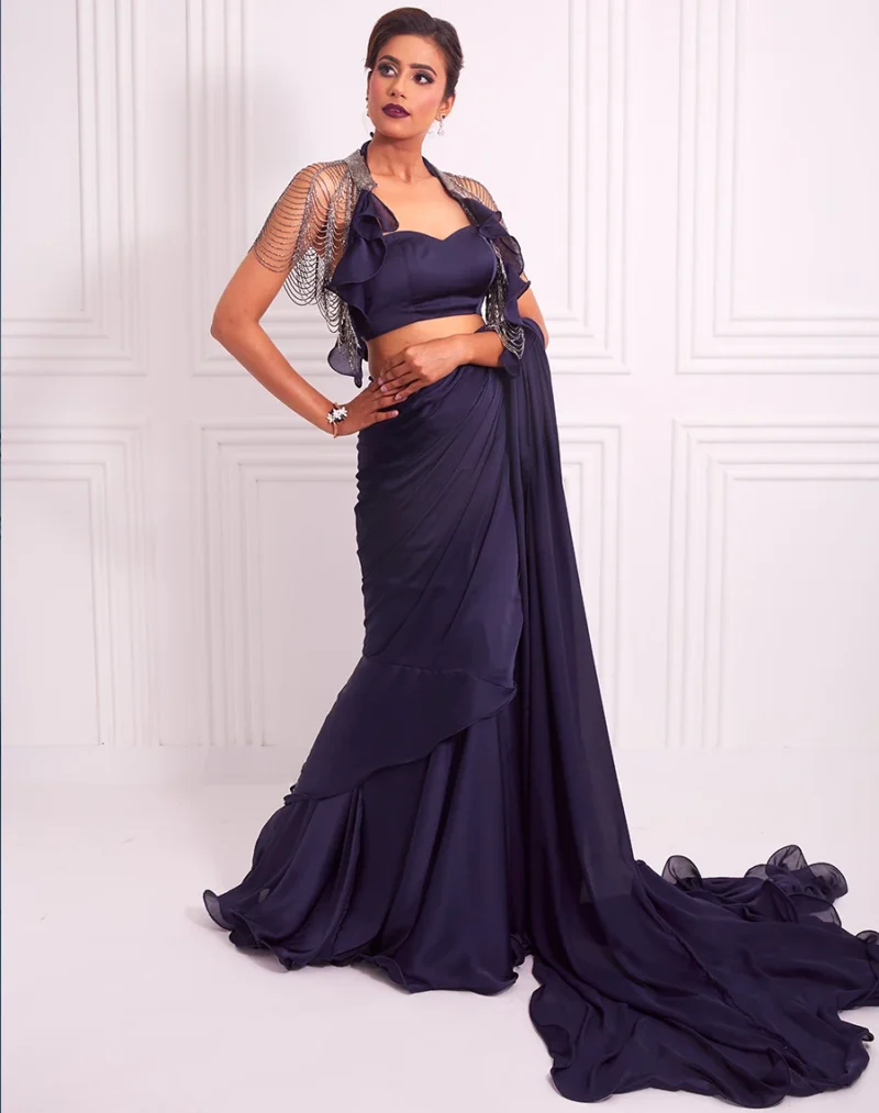Cosmos Navy Saree Code SBSI10-05694