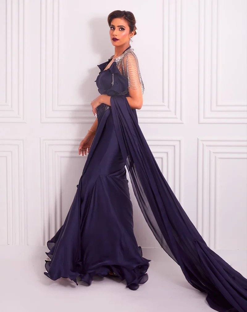Cosmos Navy Saree Code SBSI10-05698