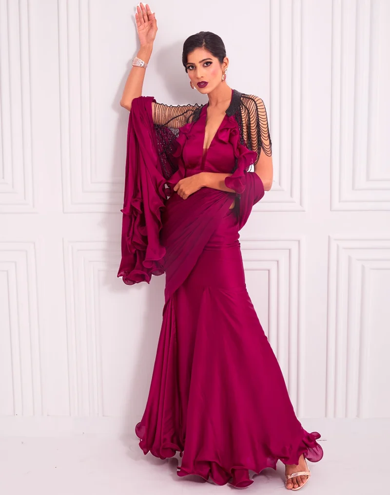 Cosmos Plum Saree Code SBSI11-05707