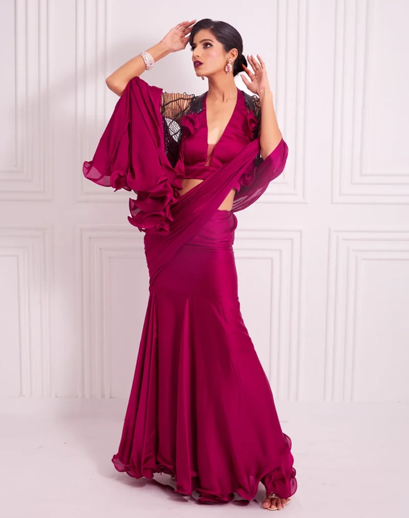 Cosmos Plum Saree Code SBSI11-05717