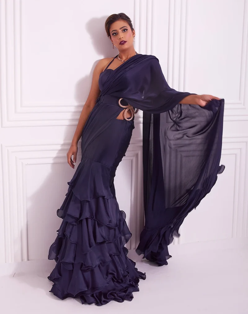 Peony Navy Saree Code SBSI19-05647