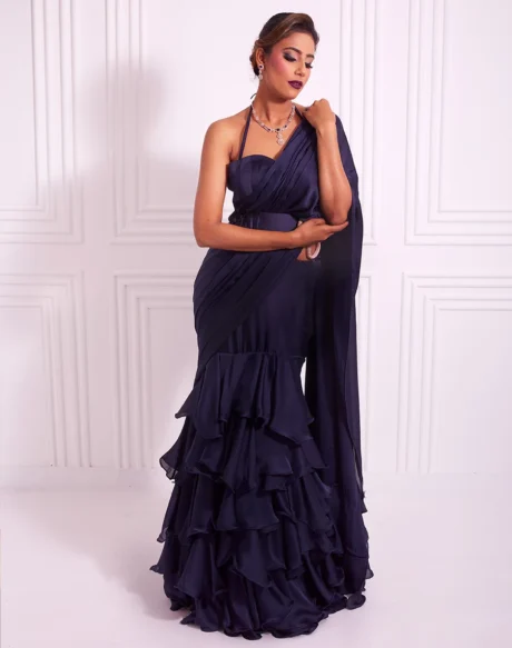 Peony Navy Saree Code SBSI19-05653